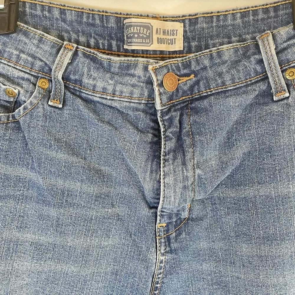 Levi's Signature Jeans At Waist Bootcut Womens 16 Long  Blue Denim High Rise